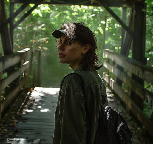 picture of lady hiking the tenkiller overlook trail.